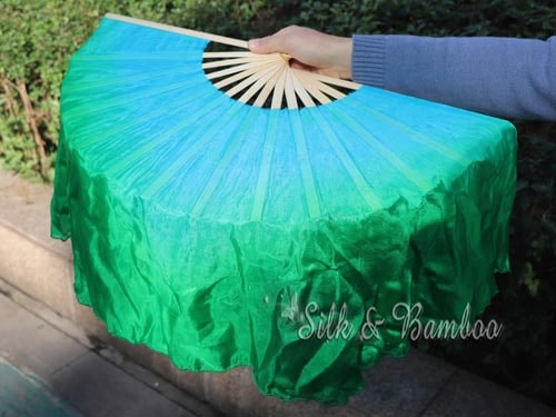 30cm bamboo+20cm silk turquoise-green dance flutter - Click Image to Close
