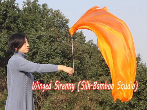 1pc 1.35M*0.6M orange 5mm silk dance veil poi - Click Image to Close