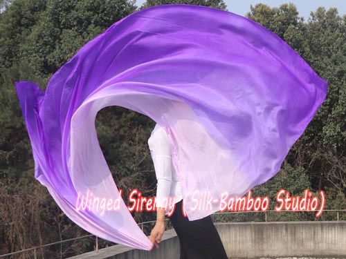 2.7m*1.1m purple fading 5mm belly dance silk veil