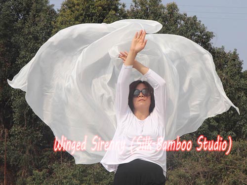 2.7m*1.4m white 5mm belly dance silk veil