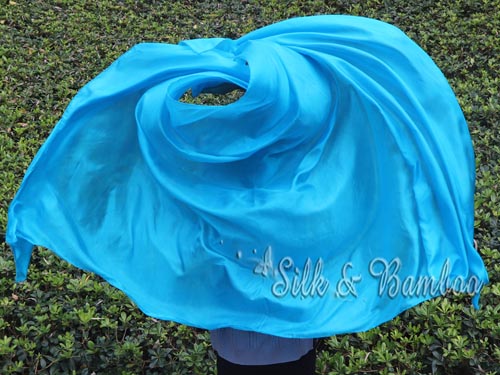 2.7m*1.4m turquoise 5mm belly dance silk veil - Click Image to Close
