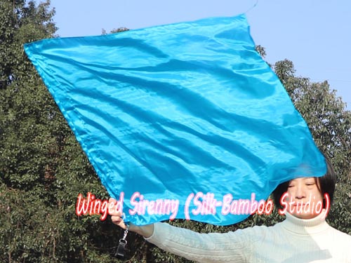 81cm*64cm spinning Worship Praise flag poi, turquoise - Click Image to Close