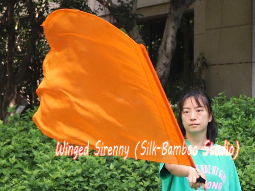 1 pc 81cm*64cm spinning flag poi for Worship and Praise, orange - Click Image to Close