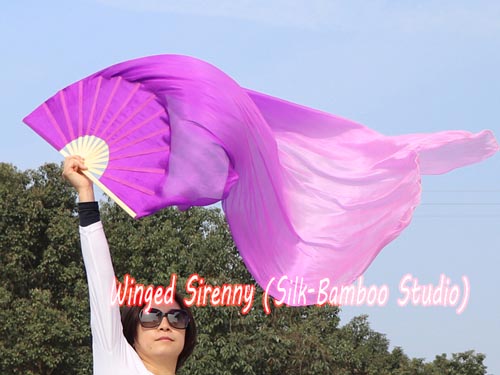 1.5m*0.9m purple fading belly dance silk fan veil