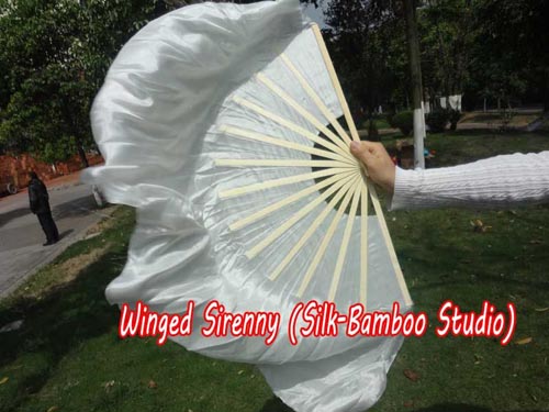 30cm bamboo+30cm silk white dance flutter