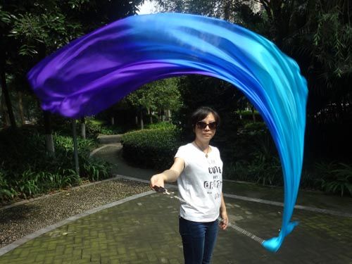 1.5m*0.9m purple-blue-turquoise belly dance silk fan veil purple-blue ...
