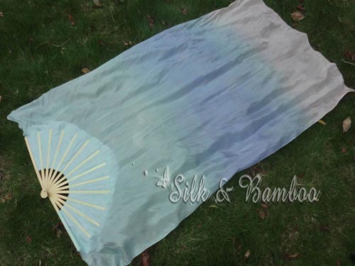 1.5m pastel color turquoise-blue-pink dance silk fan veil - Click Image to Close
