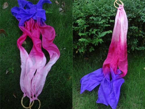 2pcs light pink-pink-purple silk Bamboo hand kite runners