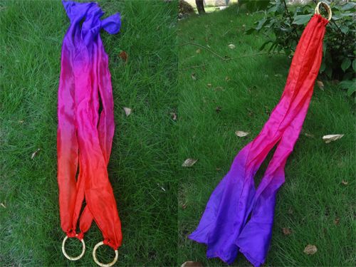 2pcs red-pink-purple silk Bamboo hand kite runners